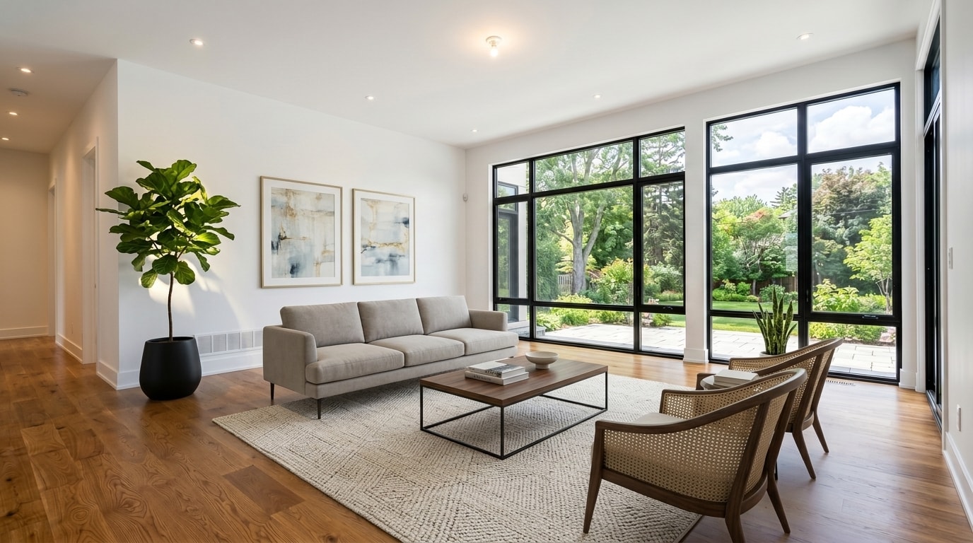 Living room with virtual staging added