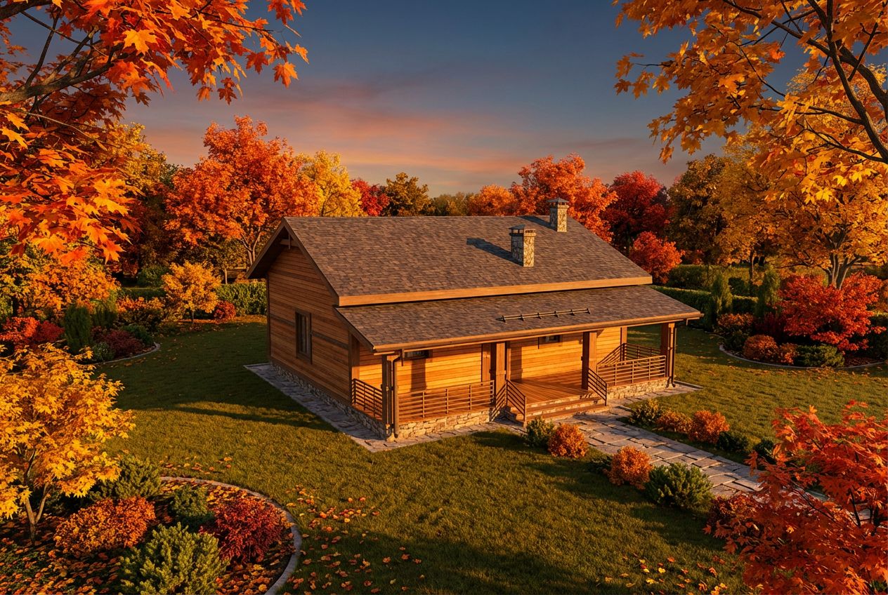 See This House in a Fall Garden at Golden Hour