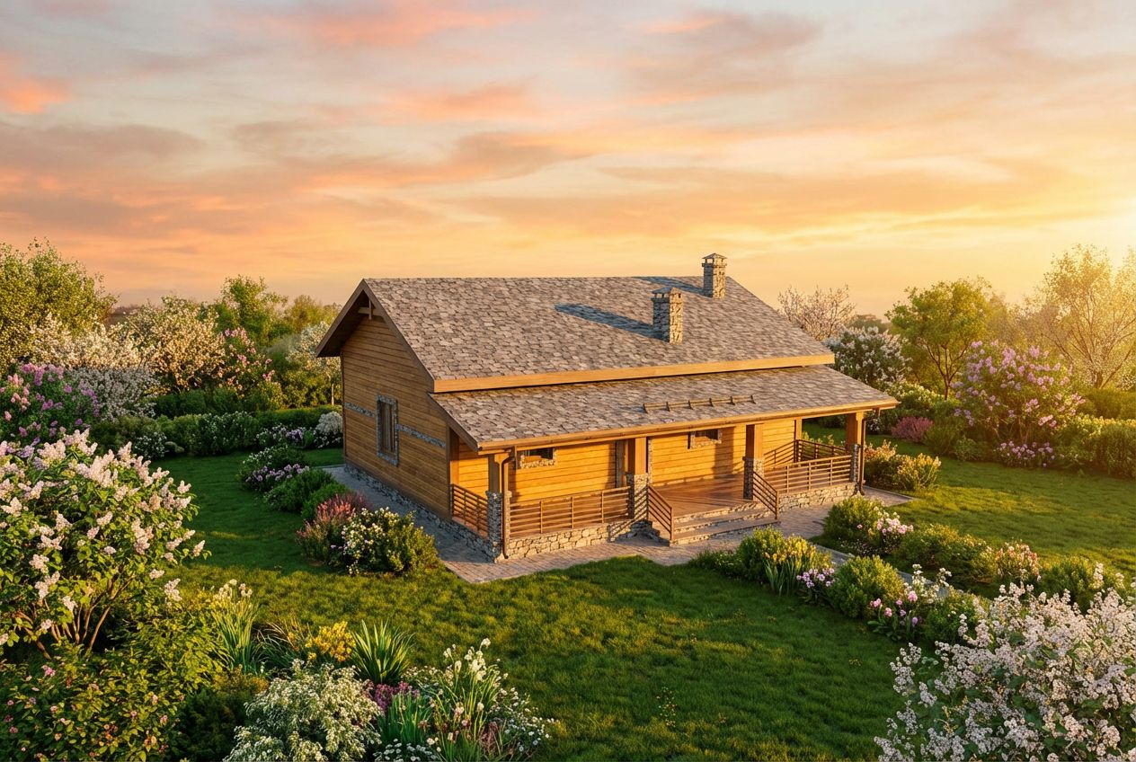 See This House in a Spring Garden at Golden Hour