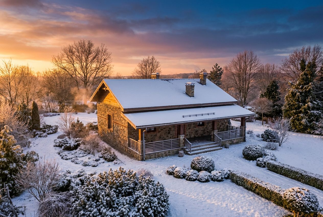 See This House in a Winter Garden at Golden Hour