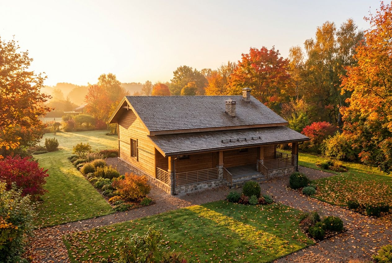See This House in a Fall Garden in the Morning