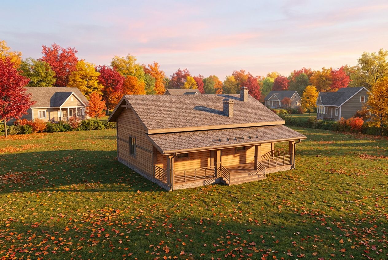 See This House in a Fall Neighborhood in the Morning