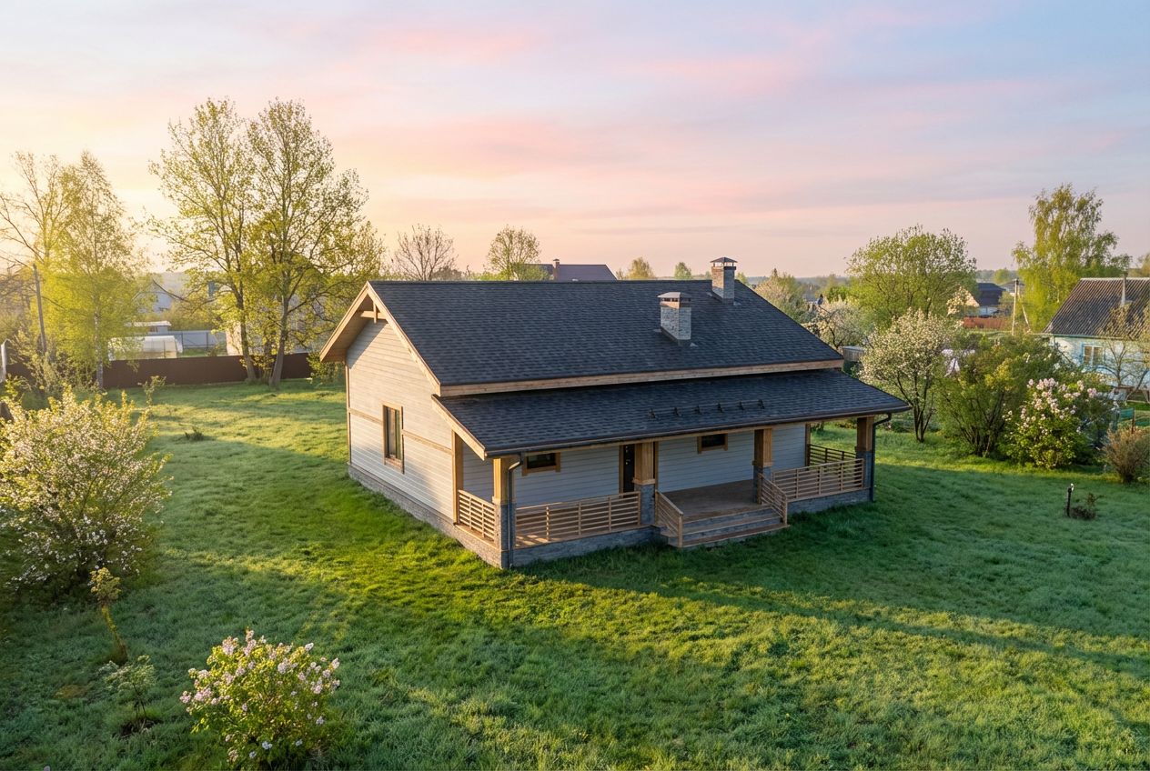 See This House in a Spring Neighborhood in the Morning