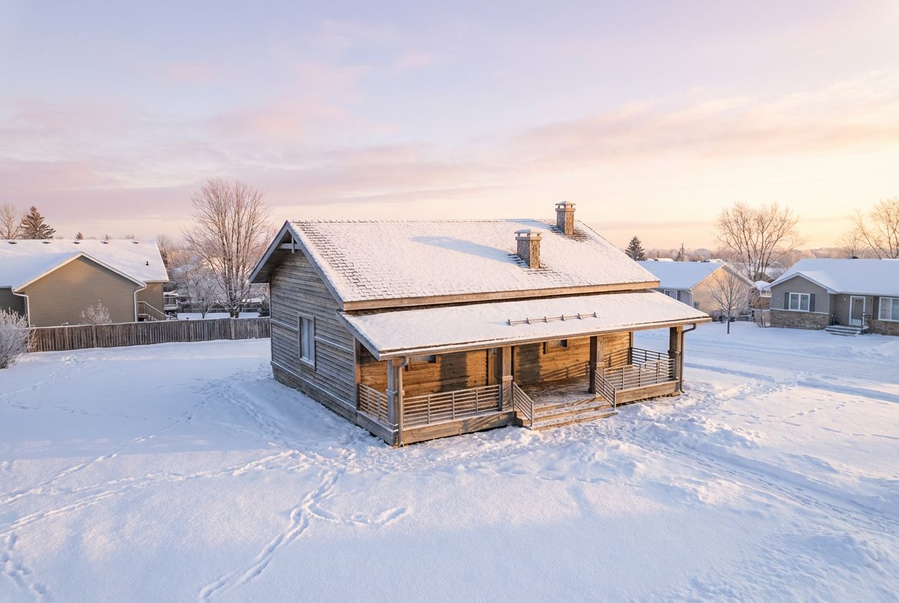 See This House in a Winter Neighborhood in the Morning