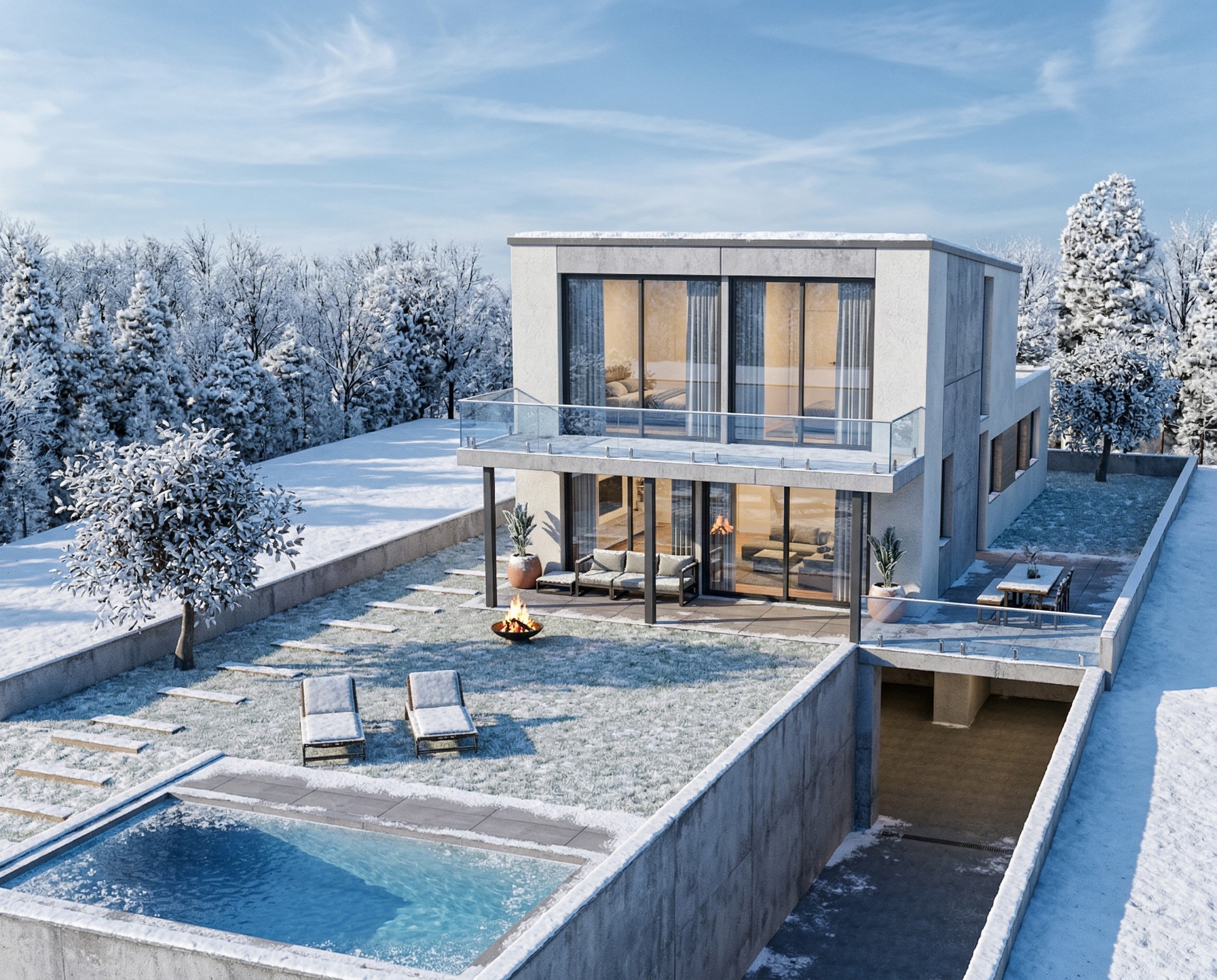 After - Transform Your House Model into a Winter Render