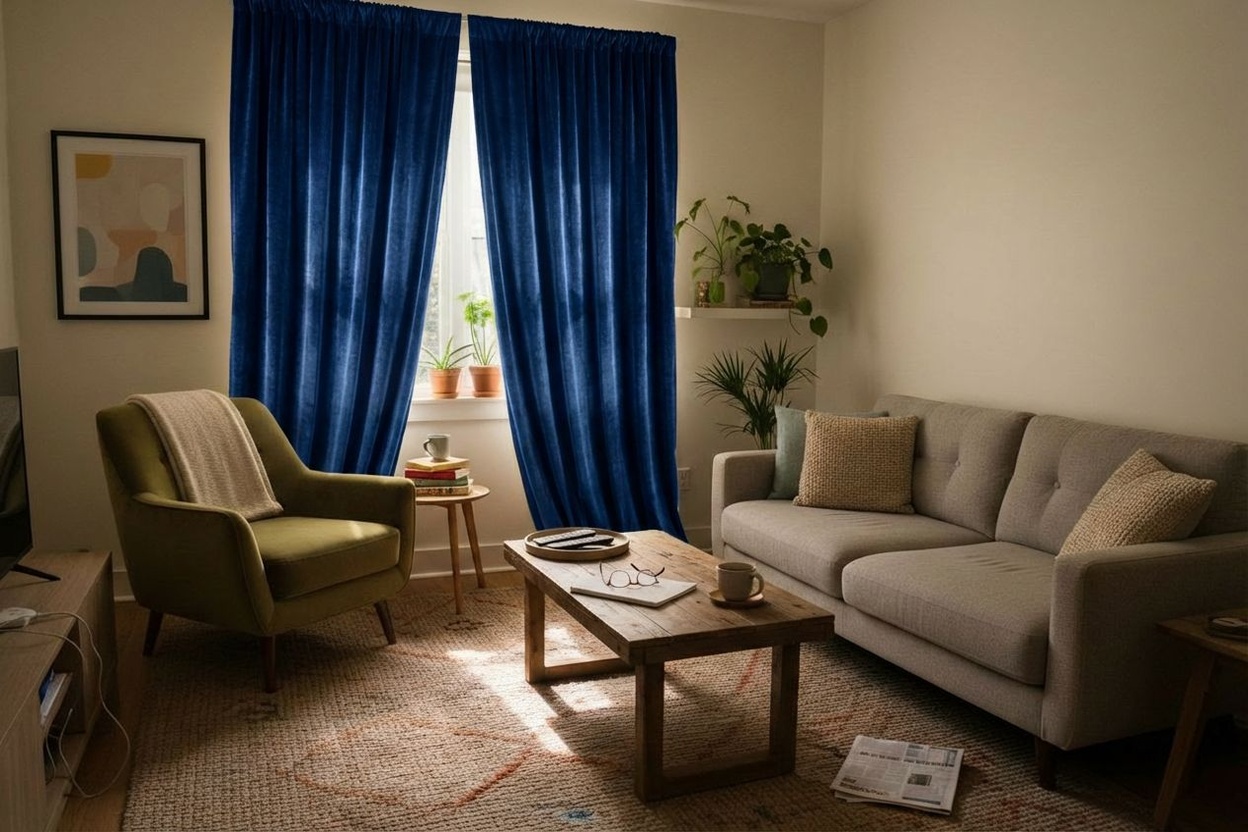 After - Apartment Lounge Curtain Swap