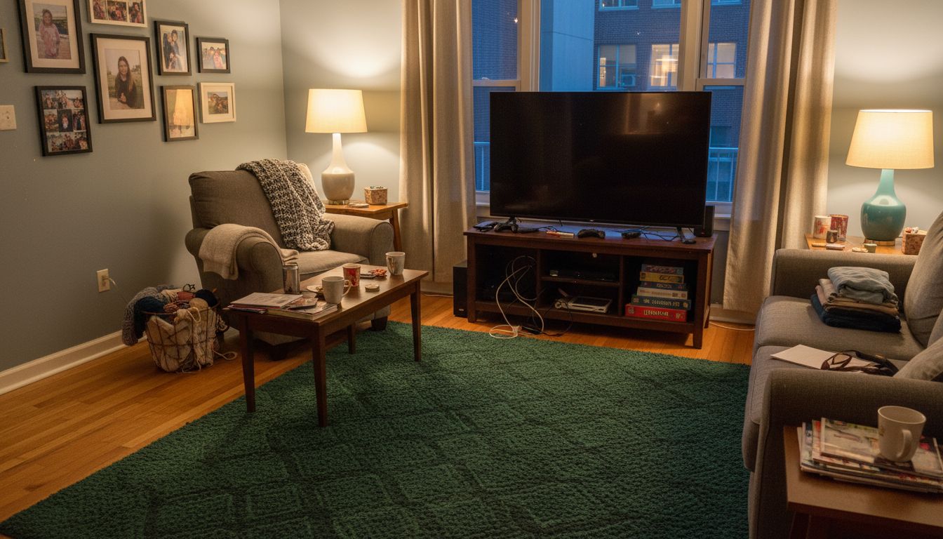 Before - Cozy TV Room Rug Refresh