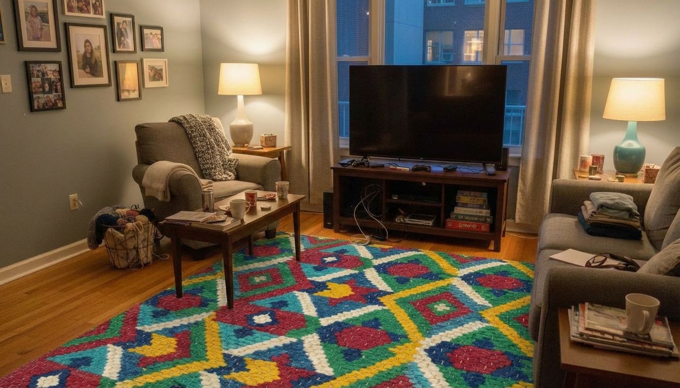 After - Cozy TV Room Rug Refresh