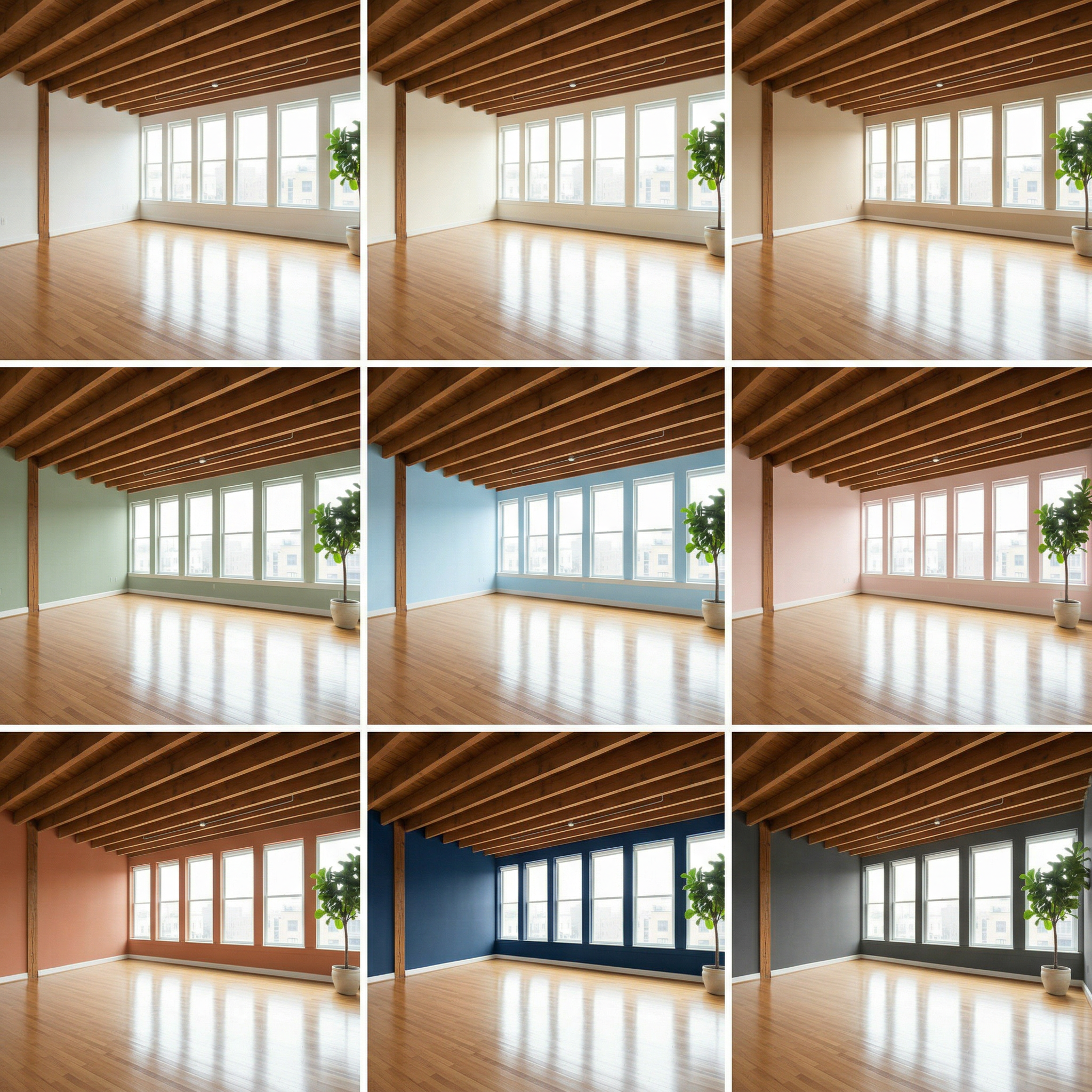 After - Empty Studio Wall Colors — 9 Paint Shades Previewed