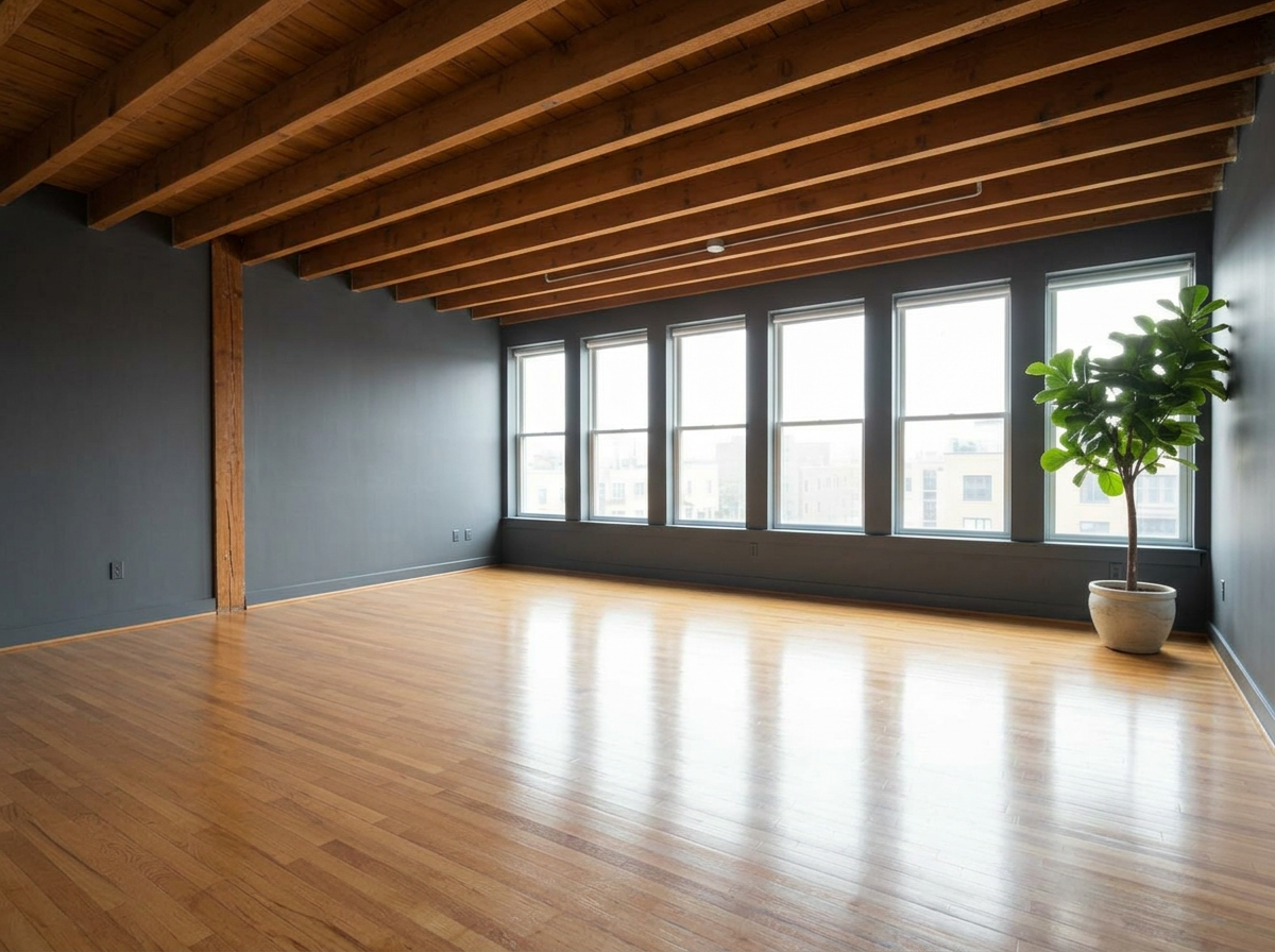 Empty Studio with Charcoal walls