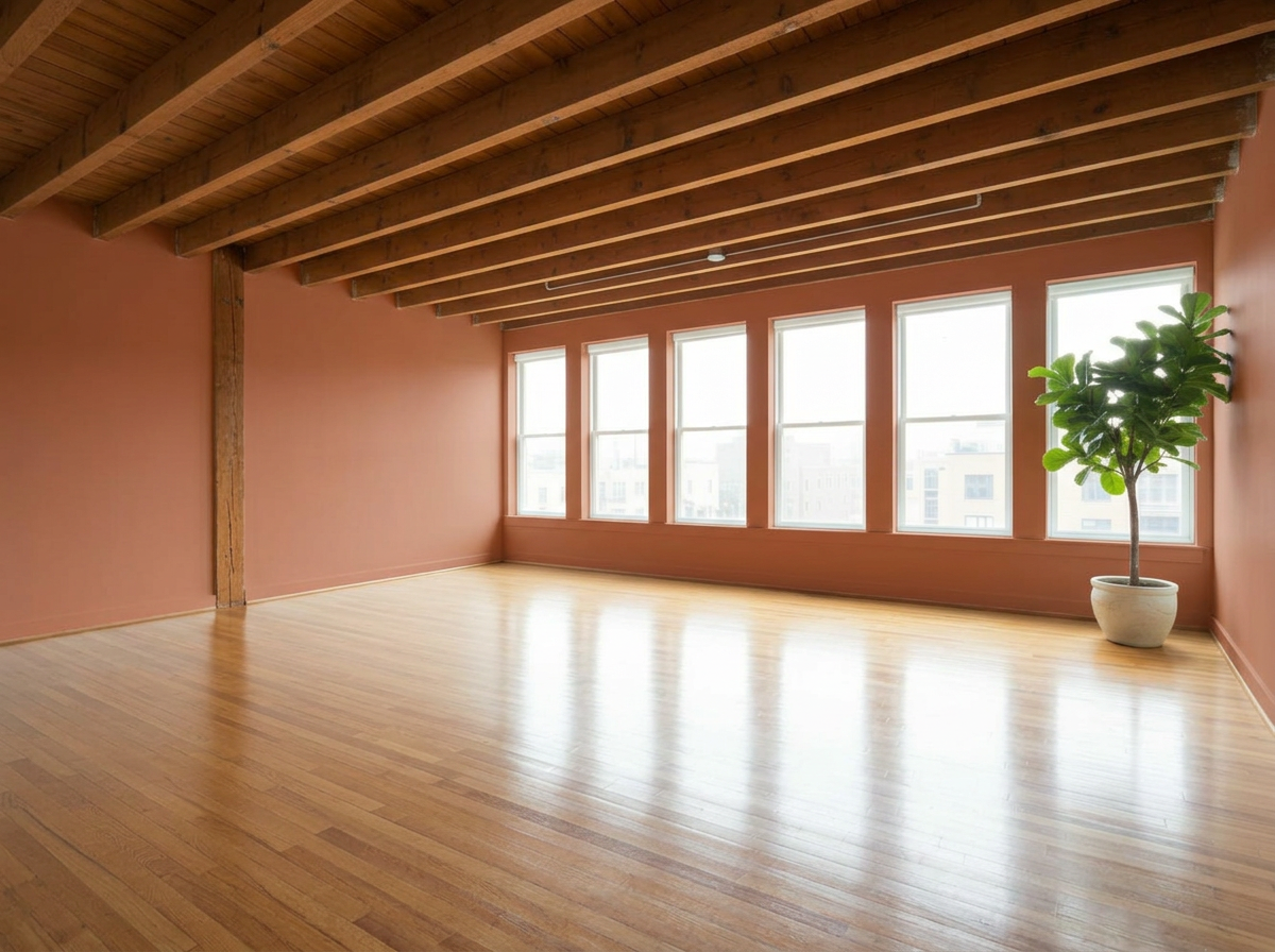 Empty Studio with Terracotta walls