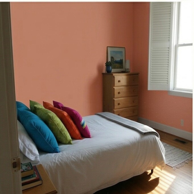 Guest Bedroom with Terracotta walls