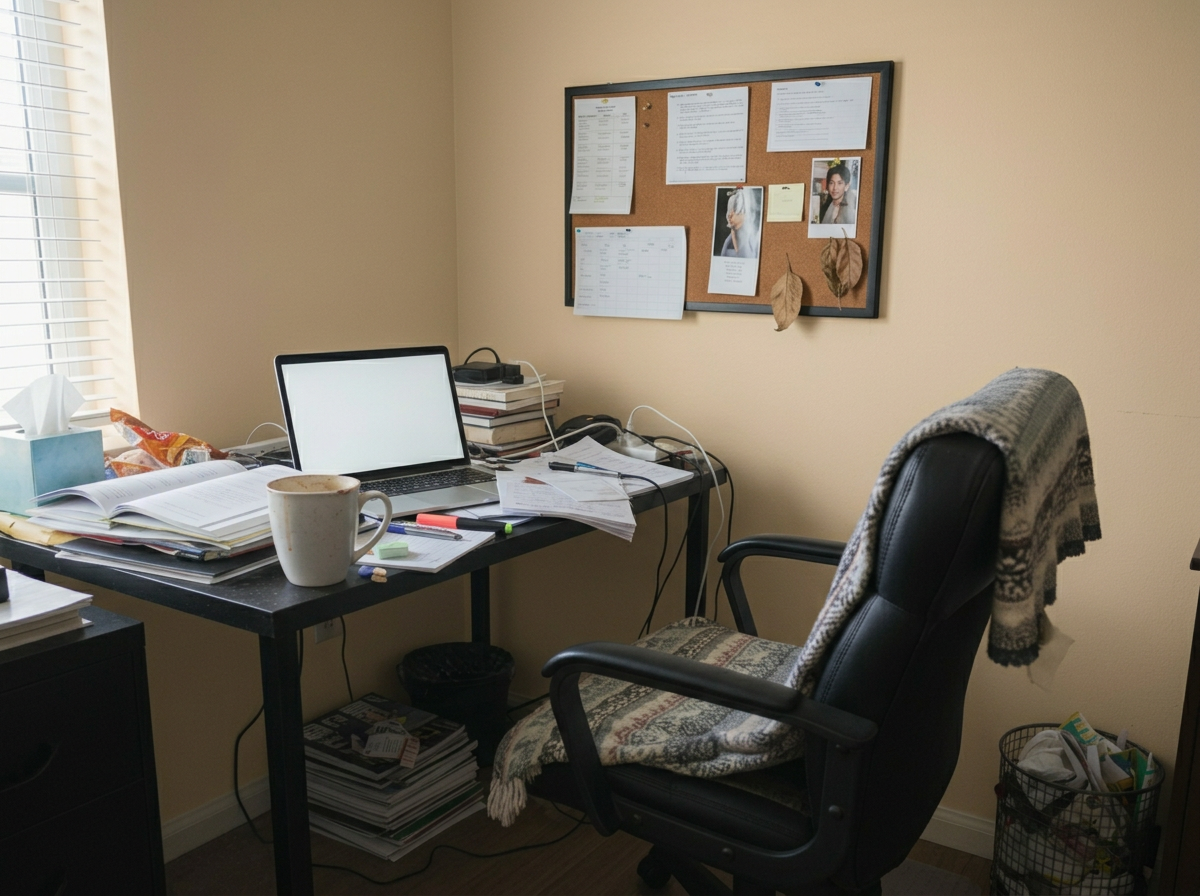 Home Office with Tan walls
