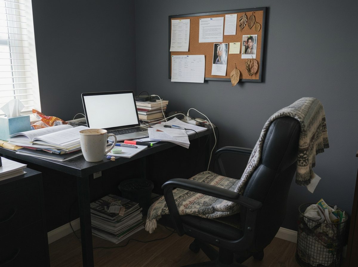 Home Office with Charcoal walls