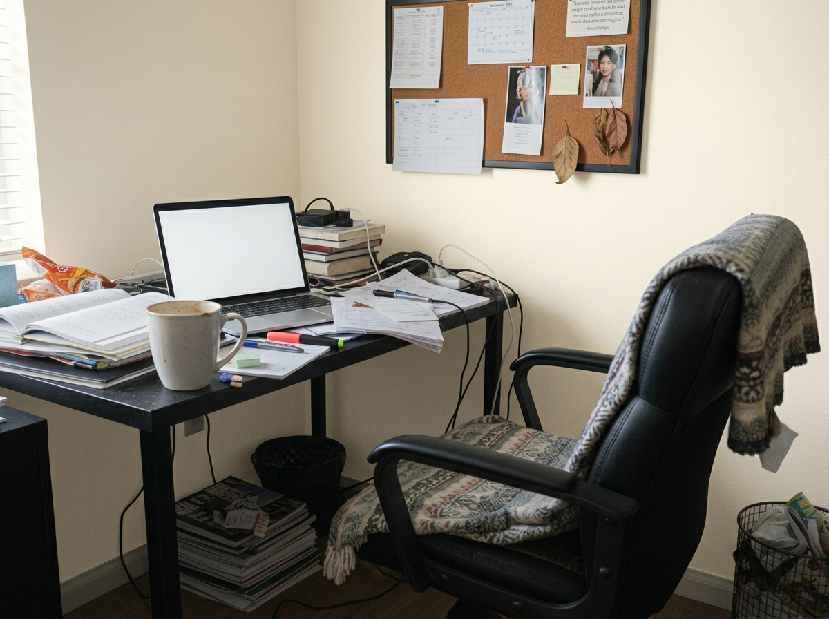 Home Office with Cream walls