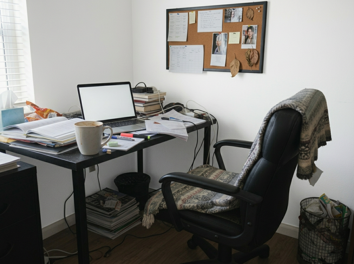 Home Office with White walls