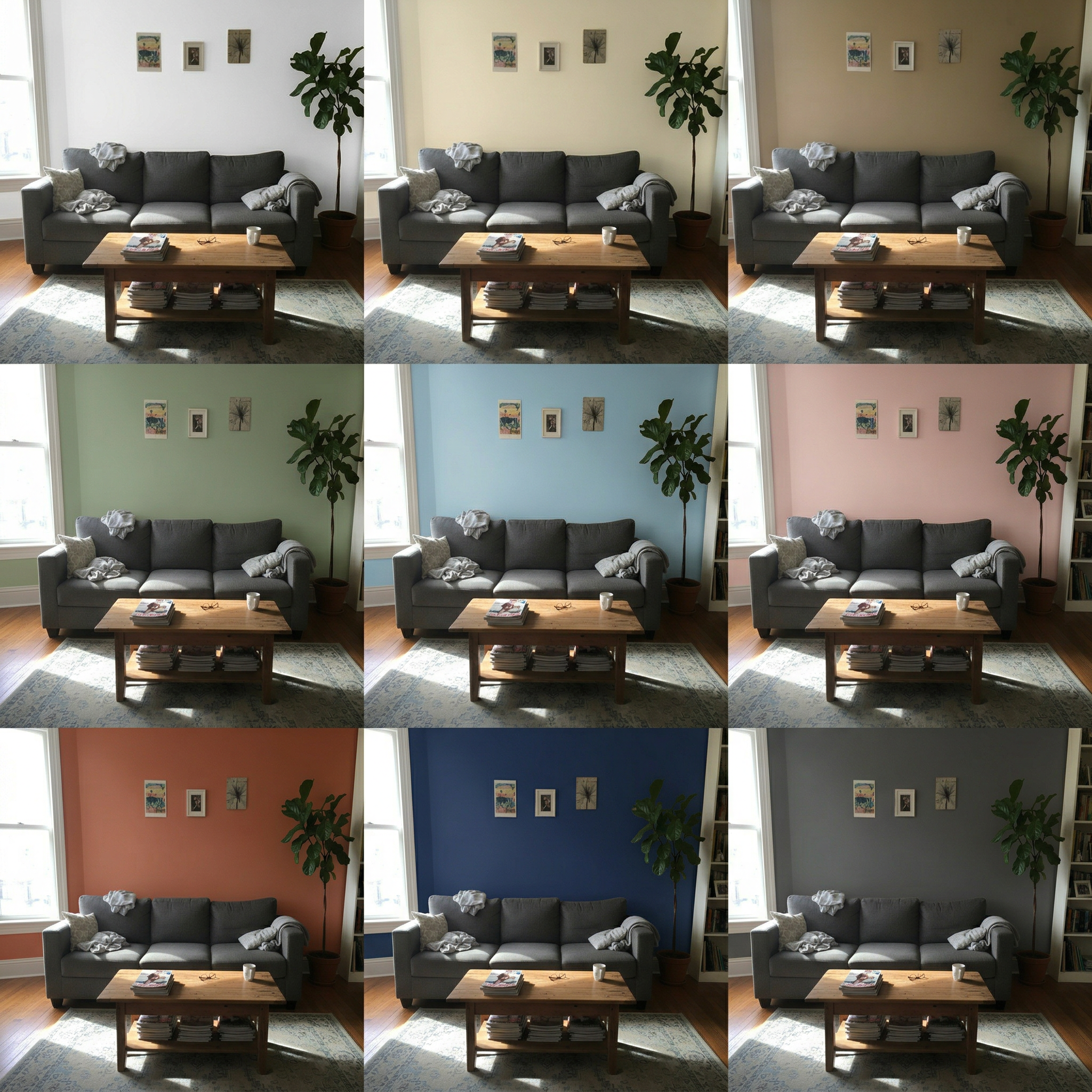 After - Living Room Wall Colors — 9 Paint Shades Previewed