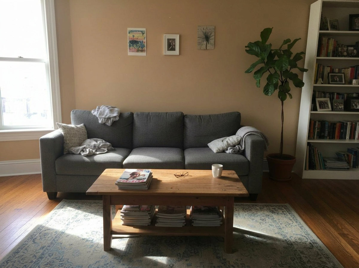 Living Room with Tan walls