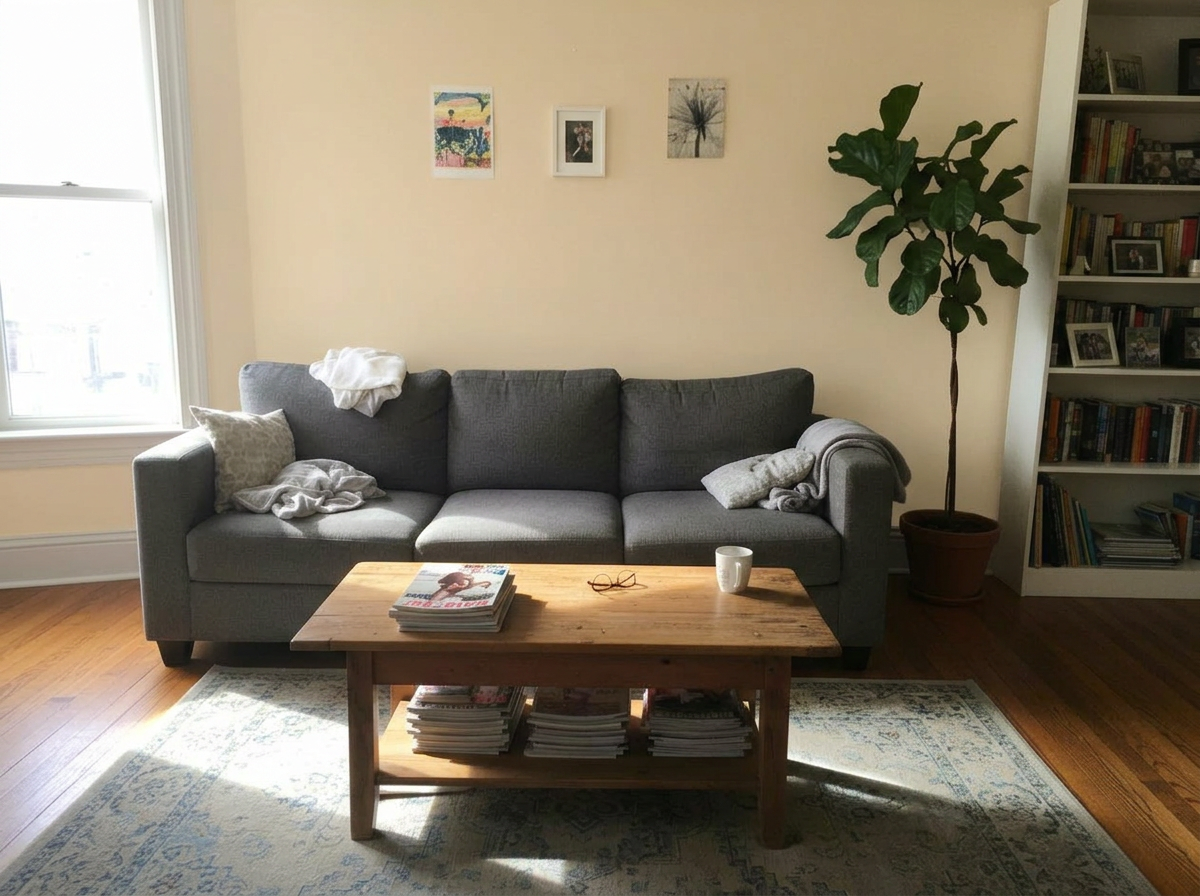 Living Room with Cream walls