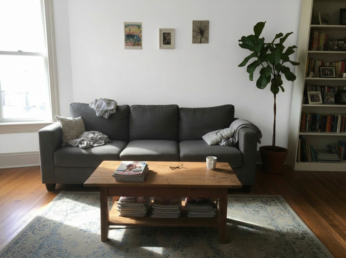 Living Room with White walls